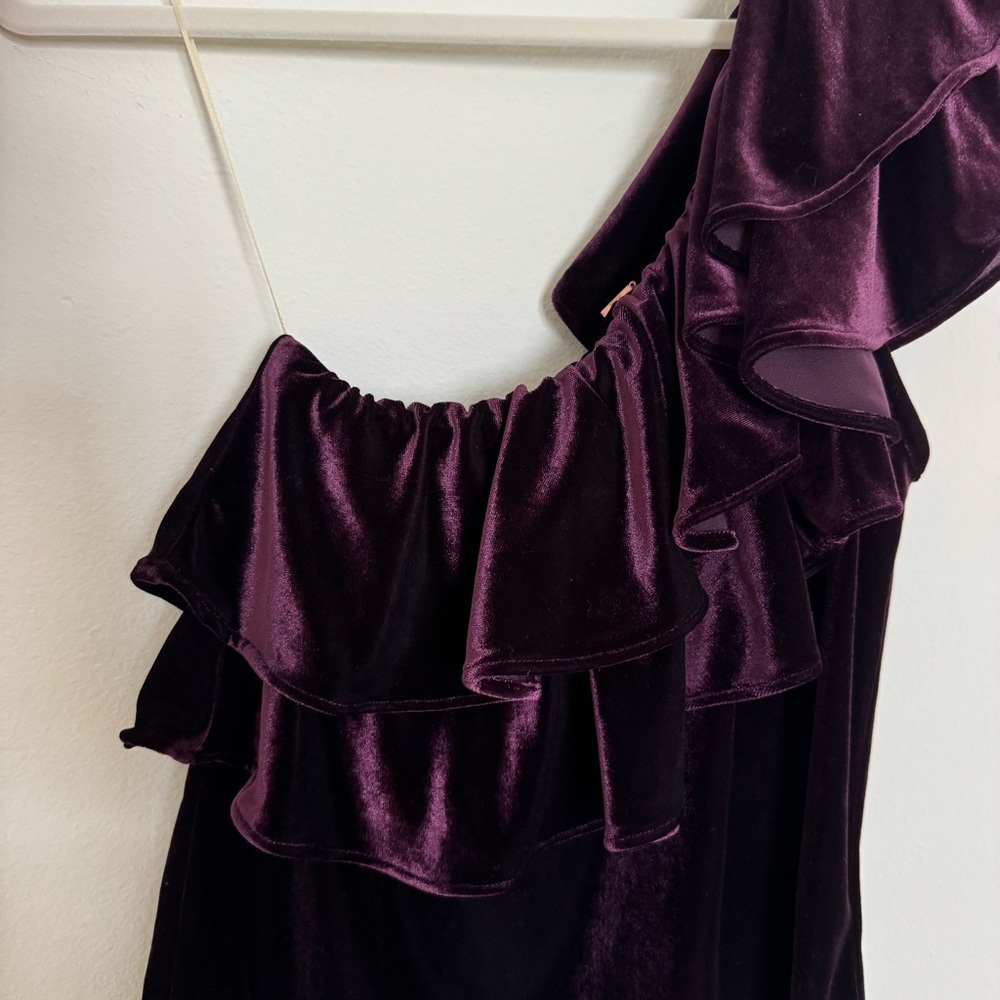 Misa Los Angeles Deep Purple Velvet Ruffle Top - Picture 4 of 10